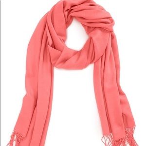 Coral fringe scarf pashima